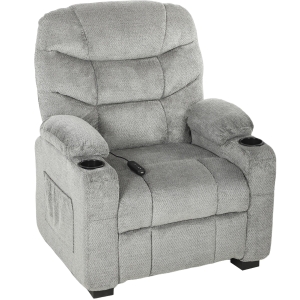 HOMCOM Sillón Relax Reclinable Eléctrico Silencioso con Función Memoria Reposapiés Mando a Distancia Bolsillos Laterales Gris