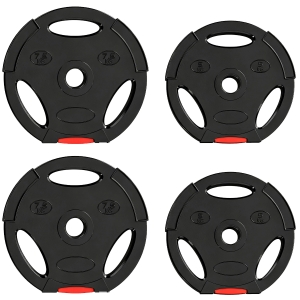 SPORTNOW Juego de Discos Pesas de 4 Piezas 2x5 kg 2x7,5 kg con Orificios de 2,5 cm para Entrenamiento Fitness en Hogar Negro