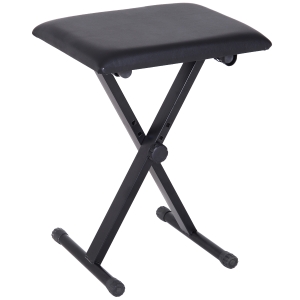 HOMCOM pianokruk pianobank piano bank cosmetische kruk in hoogte instelbaar inklapbaar metaal kunstleer schuimstof zwart 39 x 29 x 45-51 cm
