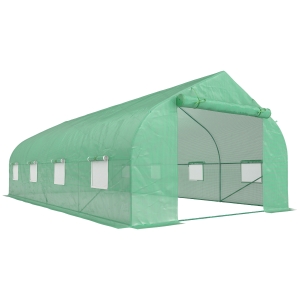 Outsunny Gewächshaus ca. 6 x 3 x 2 m Foliengewächshaus mit Rollbar Reißverschlusstür 8 Netzfenster Stützstangen