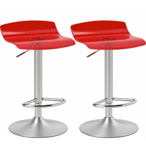 HOMCOM Lote de 2 banquetas de bar design contemporâneo giratórias 360° altura ajustável com apoio para os pés 39x39x67-87cm vermelho