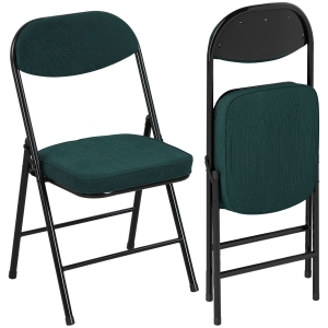 HOMCOM Conjunto de 2 cadeiras dobráveis para sala de jantar portáteis com assentos e encostos acolchoados em veludo canelado azul