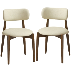 HOMCOM Conjunto de 2 Cadeiras de Sala de Jantar, Cadeiras de Cozinha em Chenille com Encosto Curvo, Assento Acolchoado, Bege