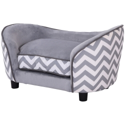 PawHut Elevated Dog Sofa, Pet Bed for Miniature Dogs with Removable Sponge Padded Cushion, Washable Cover, Storage Bag, Grey