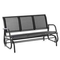 Ławka bujana Outsunny 3-osobowa ławka ogrodowa huśtawka ogrodowa ławka parkowa metal czarna 151 x 75 x 85 cm