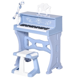 HOMCOM Piano Infantil 37 Teclas Teclado Electrónico Juego de Piano con  Micrófono Taburete Luces y 22 Canciones USB/MP3 Karaoke Modo de Enseñanza  Rosa