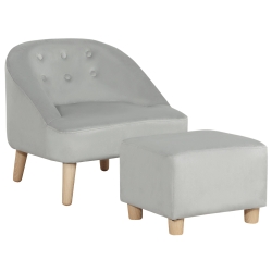 HOMCOM Toddler Chair, 2pcs Kids Sofa Set, Sofa & Ottoman for Bedroom, 3-5 years old, Grey