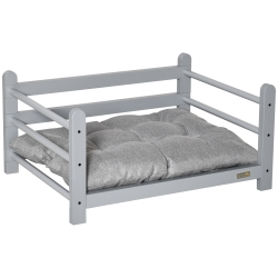 PawHut Raised Pet Bed for Small Dogs w/ Washable Cushion, Grey