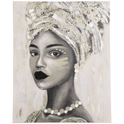HOMCOM Hand-Painted Wall art of Woman in African Attire, 100 x 80cm