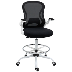 Vinsetto Scaun ergonomic inalt pentru birou, pentru stat in picioare, cotiere rabatabile, suport lombar, inaltime reglabila, negru