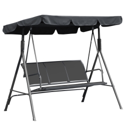 Outsunny Balancelle de Jardin 3 Places Toit imperméabilisé Inclinaison réglable Assise et Dossier Ergonomique Acier