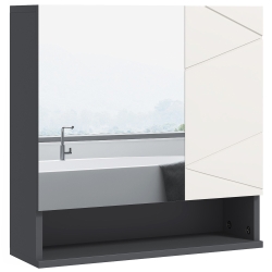kleankin Armadietto con Specchiera Bagno a 2 Ante e Mensole Regolabili in Legno, 55x17x55cm, Grigio