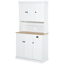HOMCOM Bufet de Bucatarie, spatii de depozitare multiple, blat pentru cuptor si design modern, Alb