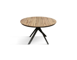 PAZZO DESIGN Tavolo Allungabile con Gambe Incrociate rotondo, Made in Italy, Basamento Nero, Rovere rustico