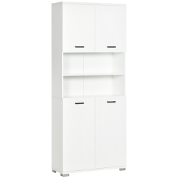 kleankin Mobile Bagno in Truciolato Bianco con 2 Armadietti con Ante e 2 Ripiani Aperti, 80x33.5x190 cm