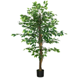 HOMCOM 150cm Artificial Tree, Indoor Outdoor Fake Ficus with Pot for Home Office Living Room Decor