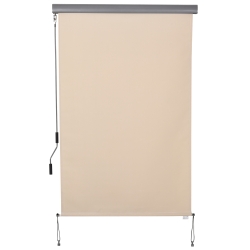 Outsunny Palissade Verticale pour Balcon Pare-soleil Bloque-vent Store latéral Pare-vue avec manivelle Tissu en polyester + Aluminium Blanc crème 200 x 120 cm