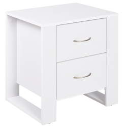 Comodino Scandinavo HOMCOM Con 2 Cassetti - Bianco E Effetto Legno, 40x35x50.5 Cm, Montaggio Facile