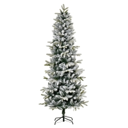 HOMCOM Árbol de Navidad Nevado 210 cm Árbol de Navidad Artificial con 784 Puntas de Rama Ignífugas y Soporte de Acero Decoración Navideña para Interiores Verde y Blanco