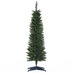 HOMCOM 5ft Unlit Artificial Christmas Tree, Pencil Slim Xmas Tree with Solid Stand and Realistic Branches, Green