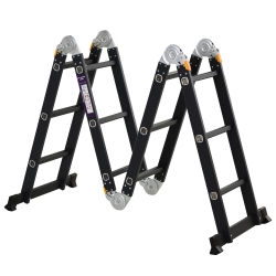 Escalera Plegable de Aluminio 370x61x11 cm Negro