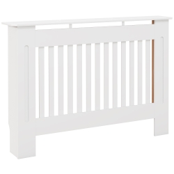 HOMCOM Cubre Radiador Cubierta de Radiador para Radiador con Dispositivo Antivuelco Diseño Moderno MDF 112x19x81cm Blanco