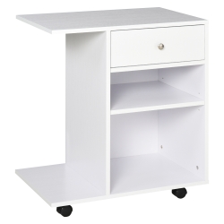 Vinsetto Support d'imprimante organiseur bureau caisson 2 niches tiroir espace CPU + grand plateau panneaux particules blanc