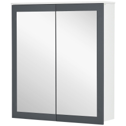 kleankin Armario de Baño con Espejo Armario de Baño para Colgar con 2 Puertas de Vidrio y Estantes Ajustables 69x17x75,5cm Blanco