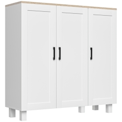 HOMCOM Aparador de Salón Mueble Buffet con 3 Puertas y Estantes Ajustables para Cocina Comedor Estilo Nórdico 90x30x90 cm Blanco