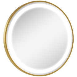kleankin Miroir rond lumineux LED avec 3 couleurs de température, interrupteur tactile, affichage de l'heure, fonction mémoire