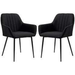 HOMCOM Chaises de Salle à Manger Chaises de Visiteur Design scandinave - Lot de 2 chaises - Pieds effilés métal Noir