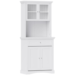 HOMCOM Alacena de Cocina con 1 Cajón 4 Puertas y Estantes Ajustables Carga 50 kg Mueble de Cocina 79x40x180 cm Blanco