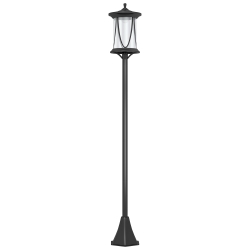 Outsunny Candeeiro Solar Candeeiro de Exterior com Painel Solar Ligar e Desligar Automático Impermeável IP44 17x17x127 cm Preto