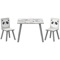 ZONEKIZ Conjunto de Mesa e Cadeiras para Crianças de 3 Peças Mesa Infantil com 2 Cadeiras Conjunto de Móveis para Atividades Cinza