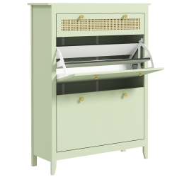 HOMCOM Zapatero para 12 Pares de Zapatos con 1 cajón extraíble 2 cajones abatibles Cómoda de Zapatos 88x30x120 cm Verde
