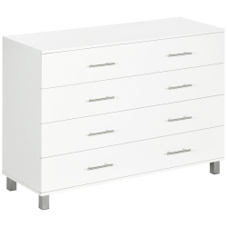 HOMCOM Cómoda com 4 Gavetas Cómoda de Dormitório de Estilo Moderno para Sala de Estar Entrada Corredor 112x38,2x81cm Branco