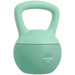 SPORTNOW Kettlebell de 8 kg Pesa Russa Preenchida de Areia Metálica e Alça Antiderrapante para Treino em Casa Ginásio 19x19x28 cm Verde