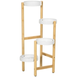 Suporte para Plantas Ø28x80 cm Madeira e Branco