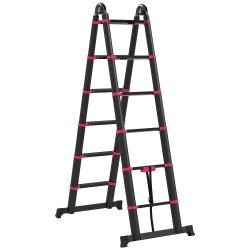 Escada Dobrável 67,5x11x379 cm Preto e Vermelho