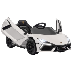 AIYAPLAY Coche Eléctrico para Niños de +3 Años Lamborghini Revuelto con Mando a Distancia Faros LED Bocina Música Blanco