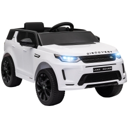 AIYAPLAY Coche Eléctrico para Niños con Licencia Land Rover Discovery Sport Batería 12V Mando a Distancia Faros y Música Blanco