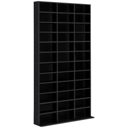 HOMCOM 1116 CD/ 528 DVD Storage Unit, Media Storage Shelf, Wooden Display Unit with Adjustable Shelves, 102 x 195 cm, Black