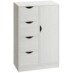 HOMCOM Armario de Salón con 4 Cajones 1 Puerta y Estante Interior Mueble de Almacenaje Multiusos 54x29x83 cm Blanco