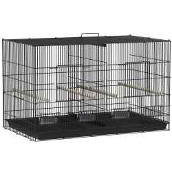 PawHut Colivie pentru Păsări cu Separator și Raft Inferior pentru Depozitare, din Oțel și PP, 94x57x57 cm, Negru