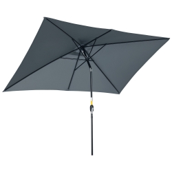 Outsunny Umbrelă de Grădină Înclinabilă cu Manivelă și 6 Spiţe, 2x3 m, Gri Închis