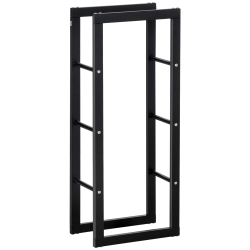HOMCOM Soporte para Leña de Metal Estante de Leña Leñero de Exterior para Interior y Exterior Carga 100 kg 40x25x100 cm Negro