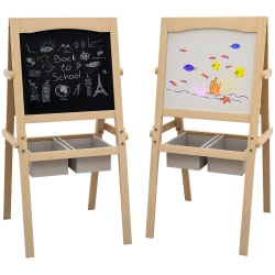 Tableau Double Face En Bois Pour Enfant. Craie Et Tableau Blanc Avec Accessoires Fournis KIDDO