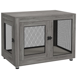 PawHut Jaula para Perros Grandes de Interior Mesa Auxiliar con 2 Puertas con Pestillo y Cojín 94x60x71,5 cm Gris