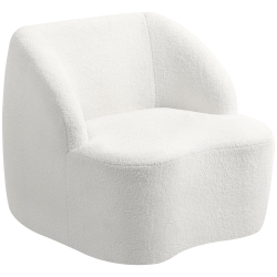 HOMCOM Moderne fauteuil met fleece-bekleding, knusse fauteuil voor woonkamer, slaapkamer, thuiswerkplek, crème wit