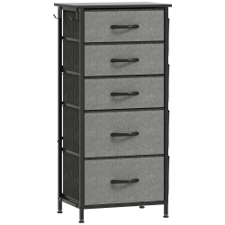 HOMCOM Chest of Five Fabric Drawers - Charcoal Grey
